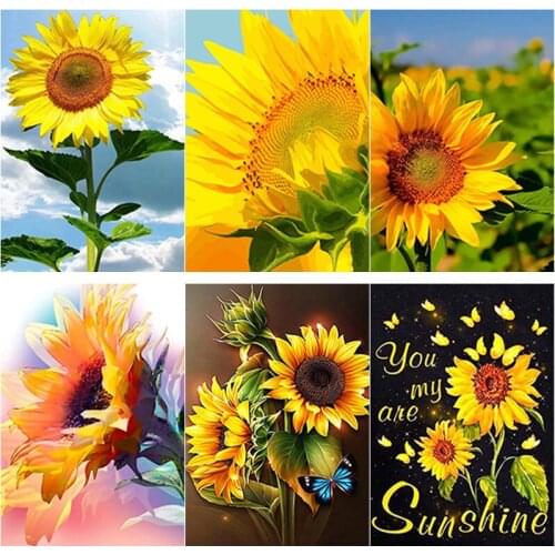 New 5D DIY Diamond Painting Full Square Round Drill Sunflower Flower Diamond Embroidery Cross Stitch Art Crafts Home Decor Gift