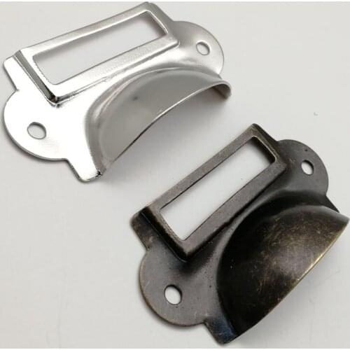 6pcs/lot 69x35m Antique Brass Metal Label Pull Frame Handle File Name Card Holder Pharmacy Medicine Cabinet Drawer Box Case Bin