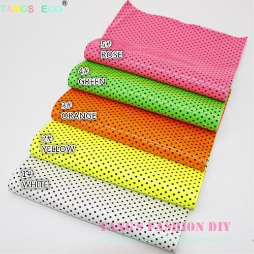 5PCS-- 21x29cm DIY Hair Bow Material Candy Color With Small Black Dots PU Synthetic Faux Leather
