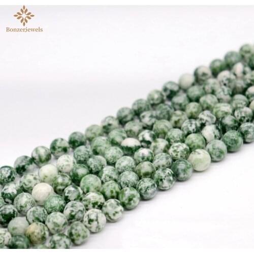 Natural Stone Green Spot Jaspers Round Loose Spacer Green Dot Beads For Jewelry Making 4-12mm Diy Bracelet Necklace 15