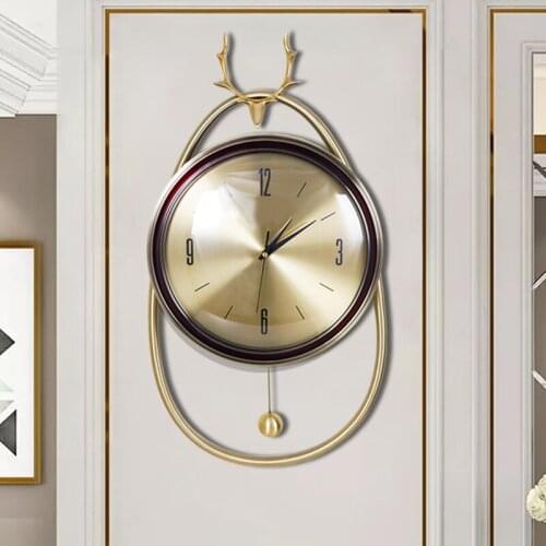 Deer Clock Fashion Creative Iron Wall Clock Family Living Room Modern Simple Decoration Silent Quartz Clock