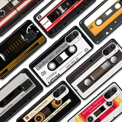 Phone Case For Xiaomi Redmi Note 10 9 9T 9S 8 8T 7 Pro Max TPU Cover Soft Fundas Black Capa Silicone Shell Retro Tape Cassette