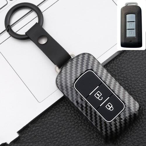 Carbon silicone Remote Key Case For Mitsubishi L200 ASX Outlander Eclipse Cross Pajero Sport Lancer Leather key Fob Shell Cover