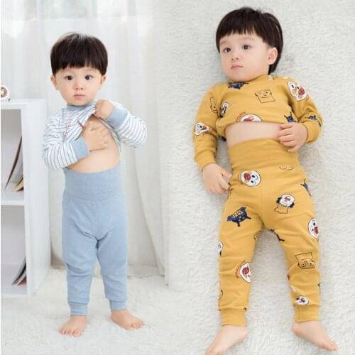 Baby cotton thermal pajamas toddler girls boys high waist trousers childrens clothes newborn kids winter underwear baby clothes