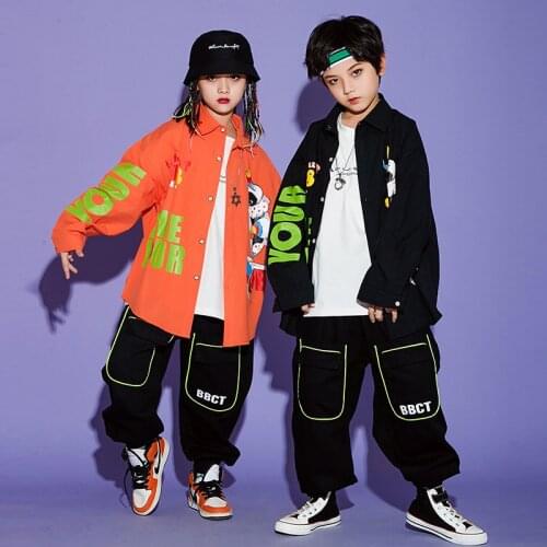 Boys/Girls HipHop Suit Long Sleeve Jacket Modern Street Dance Stage Performance Clothing Kid Festival Jazz Dance Outfits DWY4972
