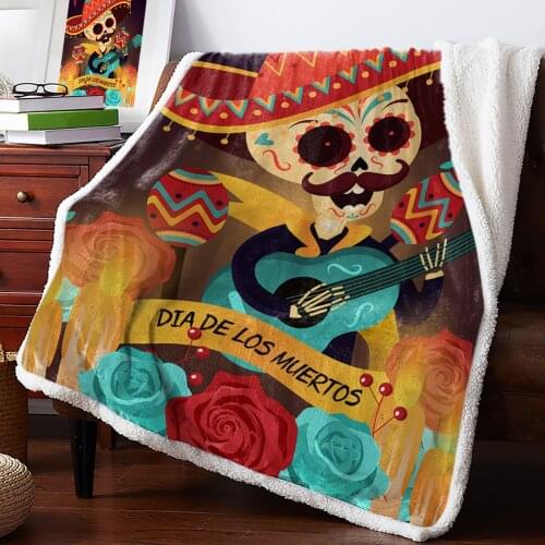 Mexican Skull Candle Blanket for Beds Sofa Fleece Throw Blanket Winter Bedclothes Bedspread Cashmere Blanket
