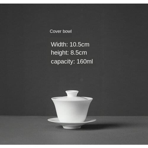 Sweet Ceramic Whiteware Cover Bowl Medium Jade Porcelain Tea Bowl High White Three-Force Bowl Thin Tire Ceramic Kung Fu Gaiwan