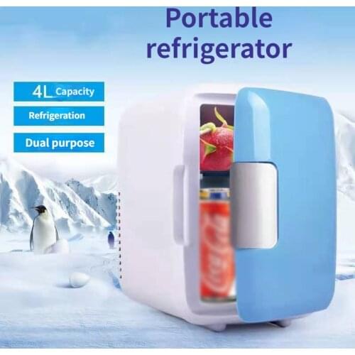 4L Warm and Cold Dual Purpose Car Mini Small Refrigerator Small Household Refrigeration Student Dormitory 12V 220V