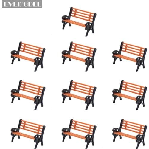 YZ87 10pcs Model Train HO OO Scale 1:87 Miniature Park Bench Chair Settee Model Railway Scenery