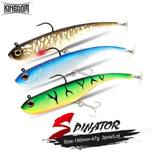 Kingdom Soft Sinking Fishing Lures 200mm 52g PVC Material Wobblers Artificial Baits pesca Soft Lure With Spoon Tackles 3pcs/lot