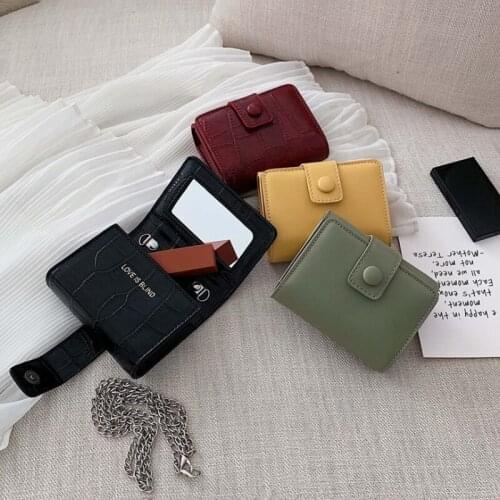 New Chain Slung Small Bag Portable Ladies Portable Lipstick Box With Mirror Travel Bag Cosmetic Bag Beauty Makeup Mirror Bag