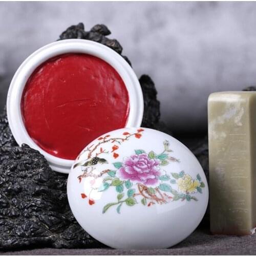 Cinnabar tribute sand Chinese red inkpad studio Study red Lihong inkpad box calligraphy seal cutting Inkpad