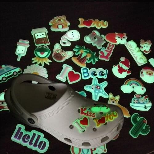 1000PCS Luminous Animals PVC Shoe Charms Fox Fluorescence Ornaments Medical Accessories Letters Bunny Decorations Kids Gift