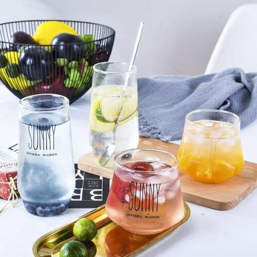 Lucency Water Tea Tumbler Coffee Juice Cups INS Mug Style Breakfast Milk Long Island Ice Tea Glass Fruit Bar Wine Cup Drink-ware