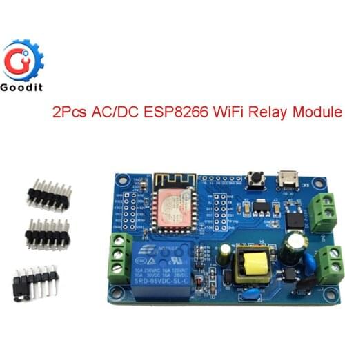 2Pcs/Lot ESP8266 WiFi Relay Module Power Supply AC/DC ESP8266 WiFi Single-Channel ESP-12F Development Board