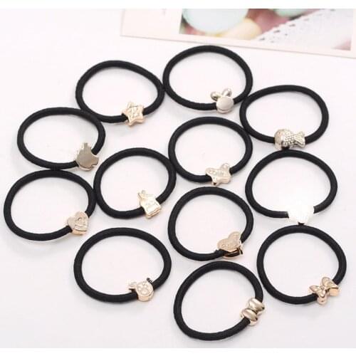 10PCS/Lot New Korean Hair Accessories For Women Black Elastic Hair Rubber Bands Girls Lovely Hair Ropes Ponytail Holder
