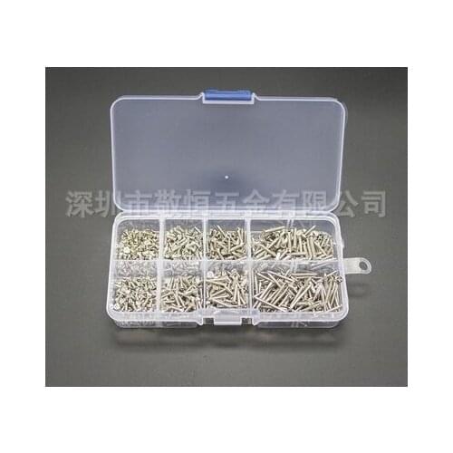 Retail 800Pcs M2 Stainless Steel Self Tapping Wood Screw Assortment Kit Lock Nut Wood Flat head Thread Nail Screw Fastener Sets