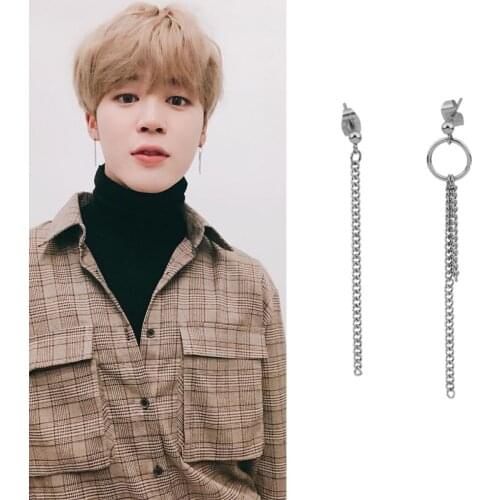 KPOP Earrings J-HOPE Same Tassel Chain Asymmetric Jewelry Bangtan Boys Fashion Trend Personality Men and Women Gifts