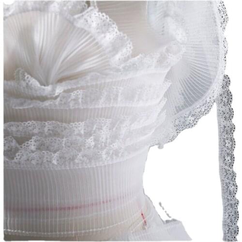 Width 4'' White Simple Fashionable Comfortable Organza Lace Fabric By The Yard For Shirt Dress Accessories Material