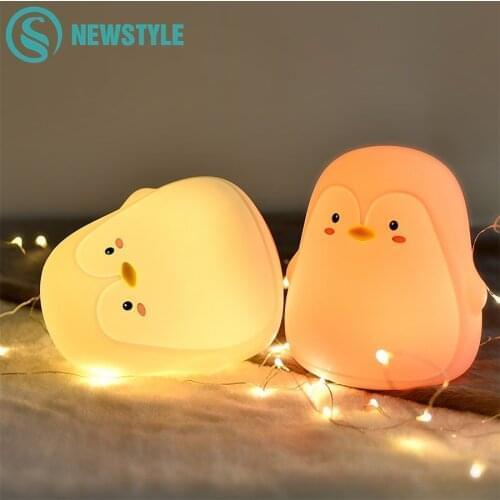 Cute Penguin Silicone Night Light For Children Bedroom LED Lamp Beside Ambient Light Baby Kid Christmas Xmas Toy Gifts