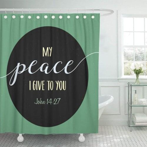 My Peace I Give to You Bible Scripture Verse Shower Curtain Waterproof Polyester Fabric 72 x 78 Inches Set with Hooks