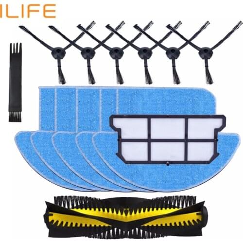 1x main brush+6x side brush+5x Cleaning Mop Cloth+1x hepa filter kit for chuwi ilife v7s v7s pro Robotic Vacuum Cleaner parts