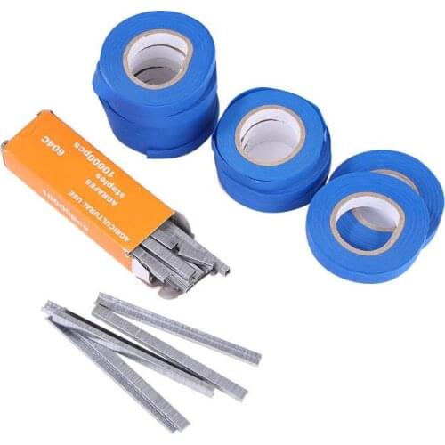 10 Rolls Tape 1 Box Nails for Tying Machine Garden Plant One-handed Tapetool Tapener Set Stem and Vine Plants 12x10x8cm