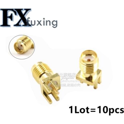 10Pcs 1.6mm SMA Female Jack Solder Nut Edge PCB Clip Straight Mount Gold Plated RF Connector Receptacle Solder Inner Hole