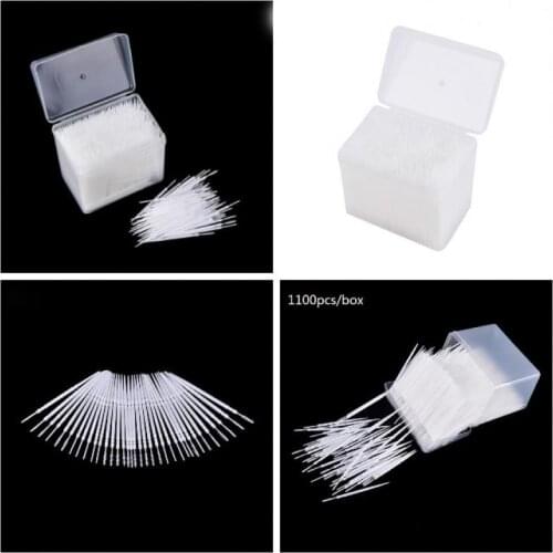 1100 PCS/BOX 6.5CM White Plastic Double-ended Flosser For Teeth Cleaning Toothpick Oral Care Tool