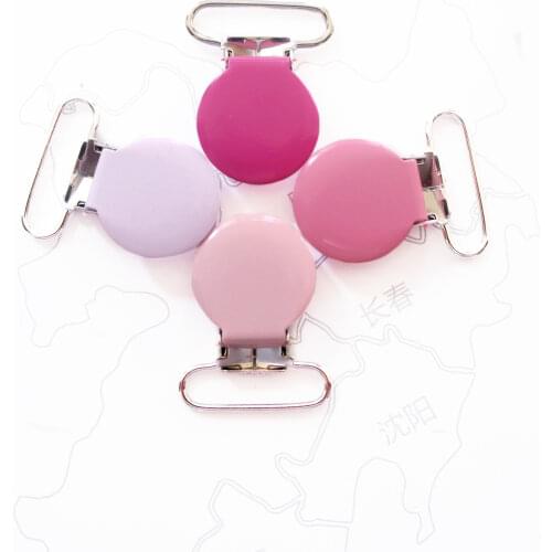 200pc 1'' 25mm 21 Colors Metal Round Pacifier Clips Baby Dummy Soother Holder Garment Assorted Suspender Clip Plastic tooth clip