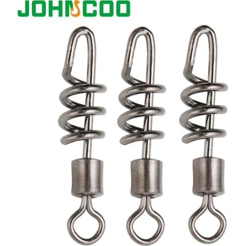 JOHNCOO 30pcs Fishing Corkscrew Swivel Snap Stainless Steel 2/0-10# Corkscrew Swivel Snap Leader Lure Jigs