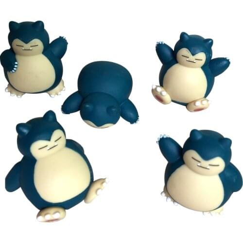 5Pcs/Set 4CM Original Takara Tomy Pokemon Snorlax Action Figure Toy Anime Cartoon Decoration Model Dolls For Kid Christmas Gift