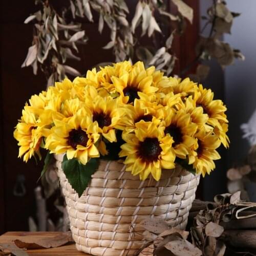 6 Heads/bouquet Elegant Artificial Sunflower Silk Flowers Home Wedding Party Decor Artificial Flower Bouquet Decoration Flowers