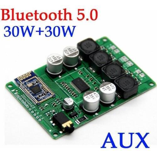 Bluetooth 5.0 Receiver power amplifier board 30WX2 stereo audio AUX 12V 24V CAR
