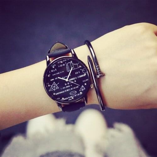 Function Formula Pattern Fashion Men Women Watches Retro Kids Watches For Boys Girls Casual Quartz Clock Leather Wristwatches