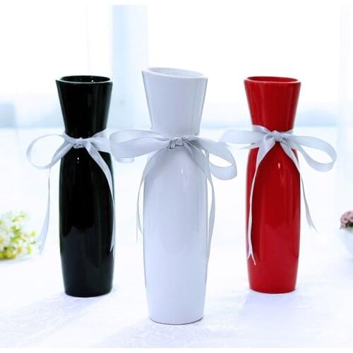 Black White Red Vase Jingdezhen Ceramics Vase Modern Simple Japanese Style Living Room Decoration Dry Flower Fresh Home Decorati