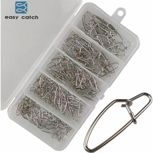 Easy Catch 155pcs/set Fishing New Hooked Snap Pin Connector Stainless Steel Fishing Hook Snap Clips Connector Set With Box