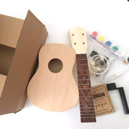 Portable Size 21 Inch Ukulele DIY Kit Hawaii Guitar Handwork Painting Wooden Music Toys Musical Instruments Toys For Kids