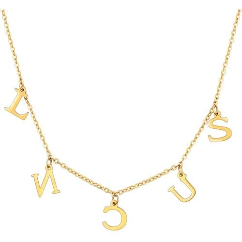 Personalized Custom Initial Letter Necklaces DIY Multiple Letters Necklace For Women Stainless Steel Letter Collar Fashion
