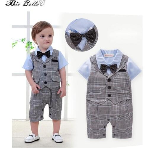 Newborn Infant Baby Spring Summer Romper Happy Wedding Birthday Children Boys Clothes Jumpsuit Kids Boys Outfits Gentleman Kids