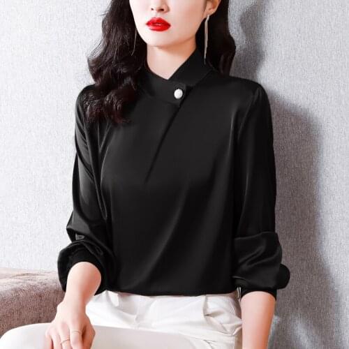 KUANGNAN Womens Satin Shirts