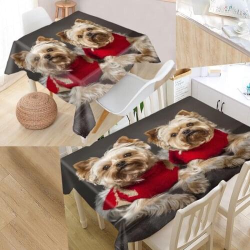 Best Yorkshire Terrier Dog Table Cloth Rectangular Oxford Print Waterproof Oilproof Square Table Cover Party Wedding Tablecloth