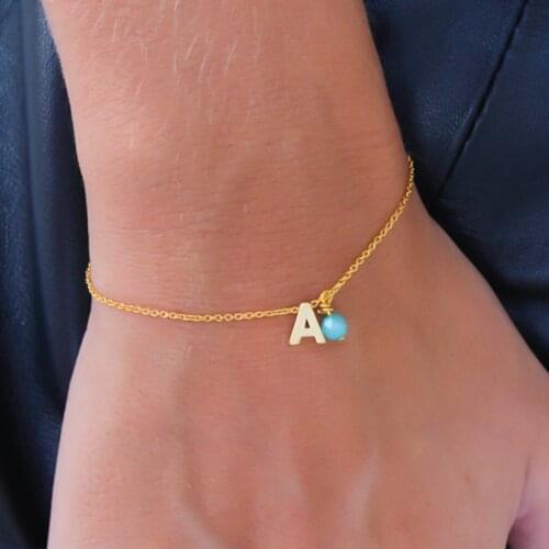 Tiny Initial Bracelet - Gold Letter Bracelet - Monogram Bracelet initial bracelet - Hand jewelr FC064