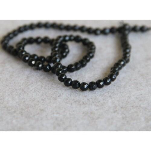 Min Order1) 4mm Fashion Black Faceted New Natural Beads Onyx Round Stone DIY Beads Accessory Parts 15inch Jewelry Making Design