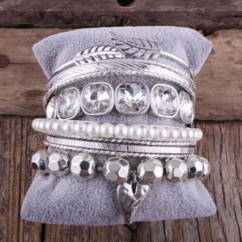 MD Fashion Bohemian Jewelry Accessory Beaded Bracelet 5pc Stack Bangle & Bracelets Sets by Women Boho Gift Dropship