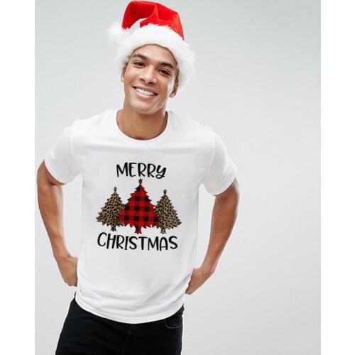 Mens Christmas T-shirt Graphic Tees Christmas Tree Funny Streetwear Harajuku T Shirts Gift for Boyfriend Round Neck Tops Xmas