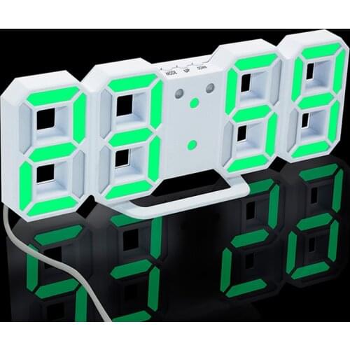 3D LED Digital Clock Snooze Desk Alarm Clock for Bedroom Table Wall Clocks 24/12 Hour Display Night 8 Colors Home Decor