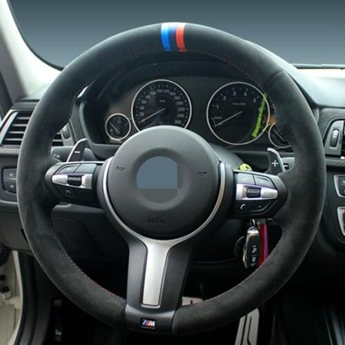 Genuine Leather Suede DIY Car Steering Wheel Cover For BMW F87 M2 F80 M3 F82 M4 M5 F12 F13 M6 F85 X5 M F86 F33 X6 M F30 M Sport