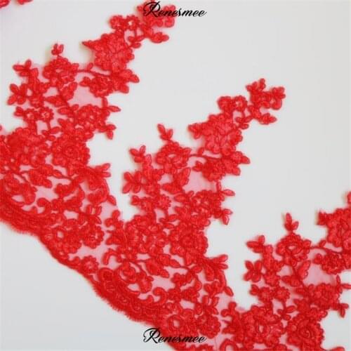 Delicate 1Yd Cord Embroidery Red Fabric Flower Venise Venice Mesh Lace Trim Applique Sewing Craft for Wedding Dec. 29cm SX237