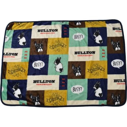 New Warm Fleece Bulldog Printed Pet Dog Beds for Large Dogs Washable Big Dog Blanket French Bulldog Bed Mat Covers Pets Supplies